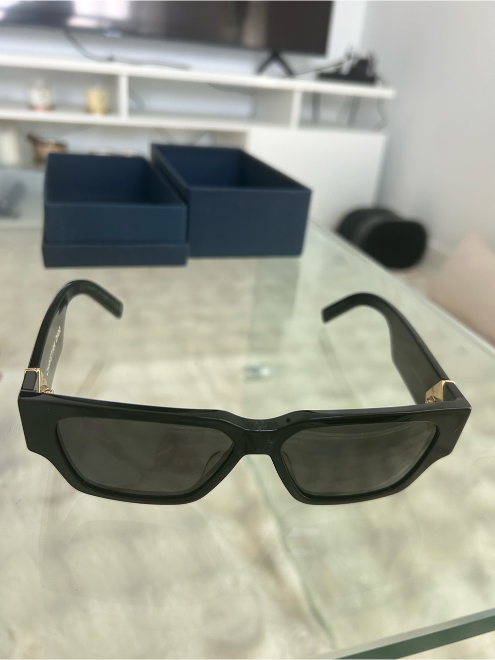 Dior Black Sunglasses with Gold Accents